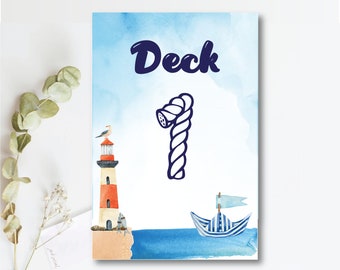 Nautische tafelnummers 1-20 – Afdrukbaar ankerdecor (digitale download)