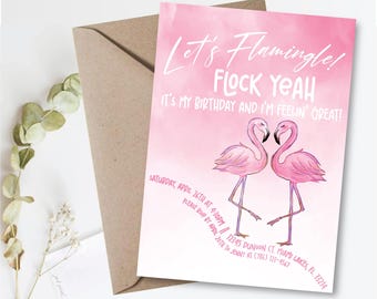 Laten we Flamingle! Feestinitiatie: uitnodiging flamingo verjaardagsfeestje