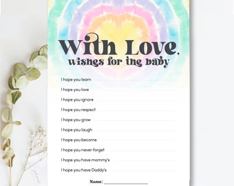 BABY SHOWER - Peace, Love en Tie Dye Baby Shower - Portemonneespel en beste wensen