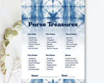 Blauwe tie-dye babyshower portemonneespel – afdrukbare activiteit (pdf)