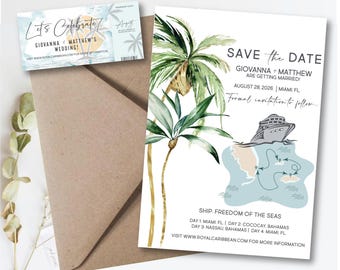 Instapkaart Save the Date | Cruisehuwelijksuitnodiging | Afdrukbare bestemming bruiloft