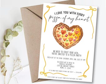 Bewerkbare uitnodiging voor pizzafeestje | Afdrukbare Pizza Night-uitnodiging (digitaal)