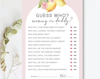 Citroenen en bloemen babyshowerspellen – raad eens wie (pdf)