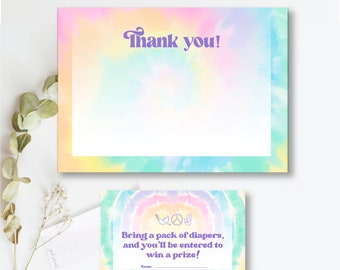Peace, Love and Tie Dye Babyshower – Bedankkaart en luierloterij (pdf)