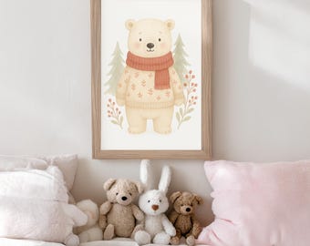 Simpatici animali da parete stampabili, decorazioni per la cameretta dei bambini, stampe per la sala giochi, decorazioni da parete per neonati, animali del bosco neutri, download immediato