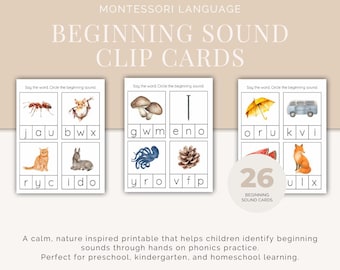 Beginning Sounds Clip Cards A–Z | Montessori Phonics Printable | Alphabet Sounds | Preschool & Kindergarten | Digital Download