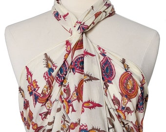 Hand Block Printed Sarong - Tulip swirl - Cotton