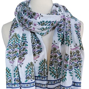 Hand Block Printed Scarf - Pyra - 15&quot; x 72&quot; - 100% cotton