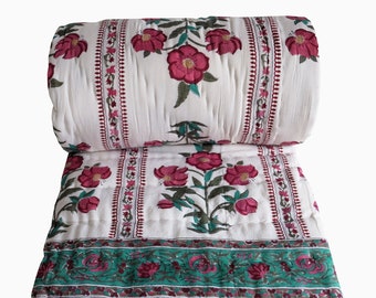 Twin quilt  70 x 108 - Anemone Butah - 100% cotton, reversible quilt.