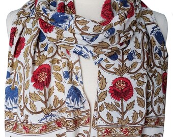 Hand Block Printed Scarf - Pompeii - 100% cotton
