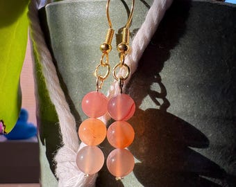 Pendientes colgantes de puesta de sol / Ágata de caramelo / Pendientes colgantes hechos a mano / Joyería artesanal