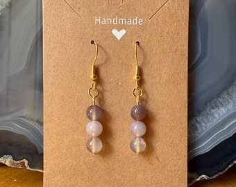 Pendientes de nube de tormenta / Ágata de caramelo / Pendientes colgantes hechos a mano / Joyería artesanal
