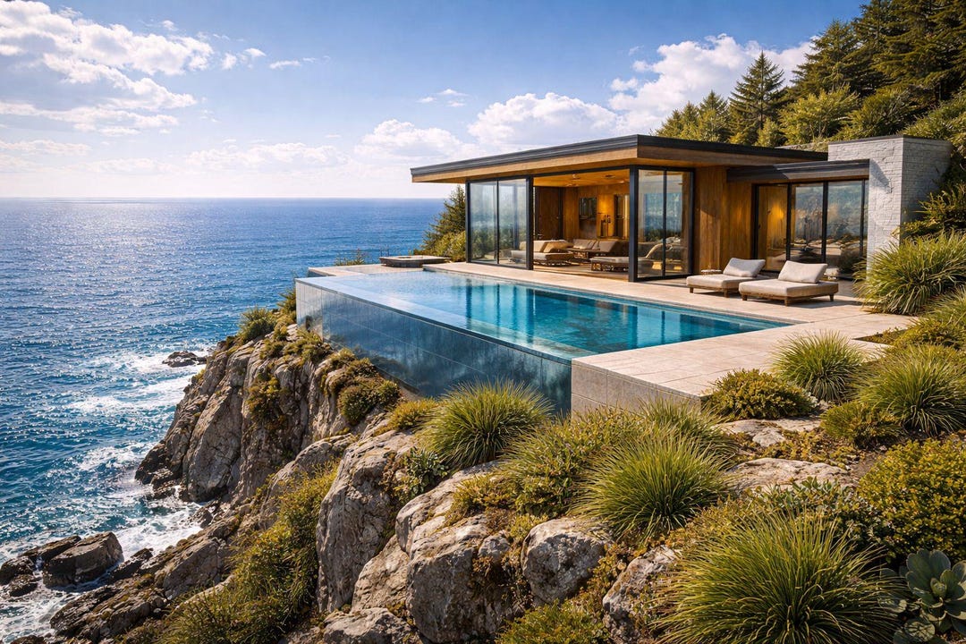 Cliffside Modern House With Infinity Pool Puzzle - Etsy
