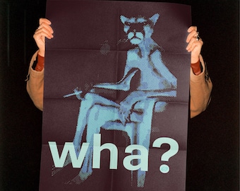 ¿Qué? Póster meme, lámina artística de semitonos vanguardista, estilo grunge urbano (descarga digital)