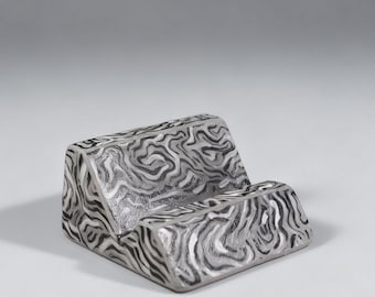 Soporte para iPad de hormigón pintado a mano, base para teléfono de arte abstracto, decoración de escritorio brutalista
