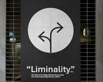 Lámina con la definición de liminalidad, póster de espacio liminal, decoración minimalista de pared con temática psicológica, descarga digital.