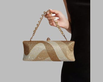 Bolso de mano con lentejuelas y diamantes de imitación brillantes - Elegante bolso de noche