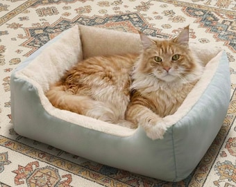 Cosy Plush Square Nest: Minimalist Calming Bed for Cats & Dogs