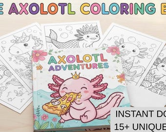 Coloriages d'axolotl mignons à imprimer pour les enfants | à colorier sous-marin | Activité préscolaire facile PDF