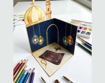 3D Mosque Paper Craft, Ramadan Kids Activity, Islamic Diorama (Digital Download)