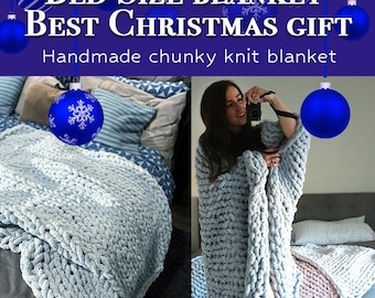 BED SIZE Handmade Chunky Knit Blanket - gift for cozy evenings