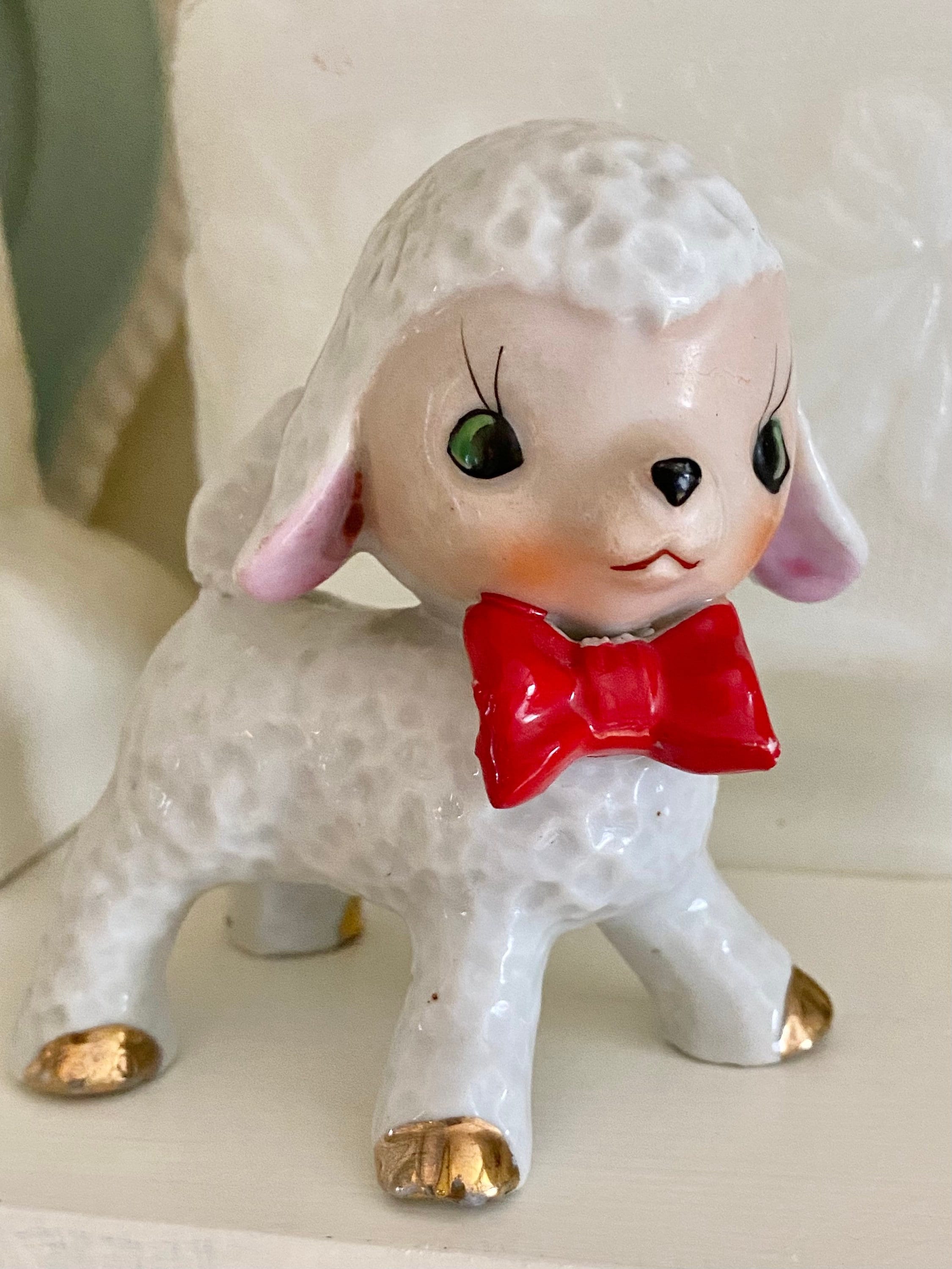 Vintage Anthropomorphic Lamb Sheep Figurine, Made in Japan
