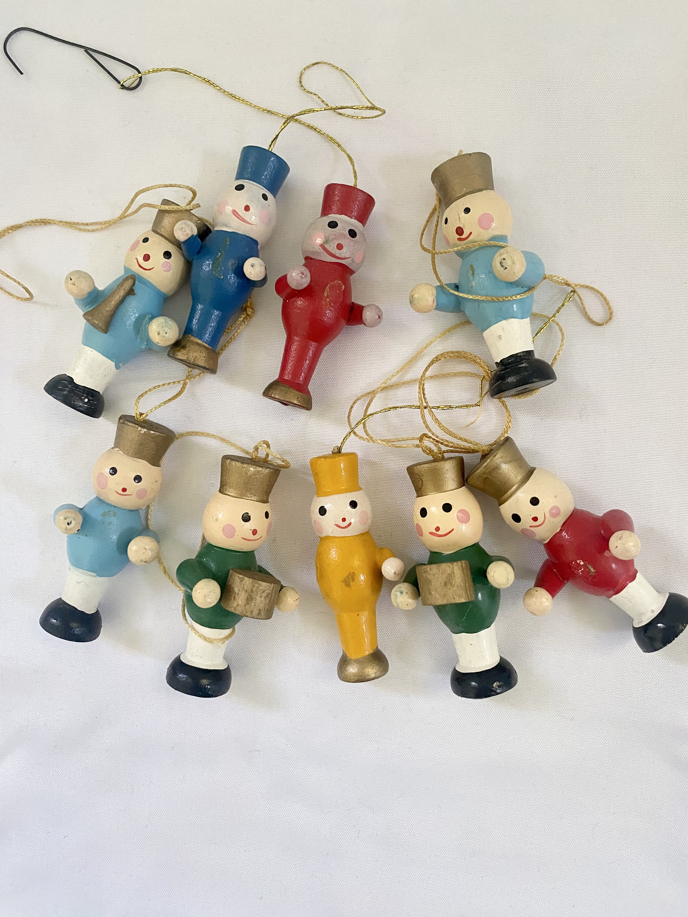 Set of 4 Vintage Tiny Christmas Ornaments Toy Soldier 