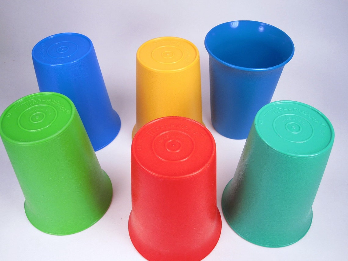 Vintage Set of Tupperware Cups Colorful Tumblers Picnic Etsy
