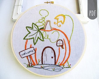 PUMPKIN COTTAGE  | PDF Hand Embroidery Pattern for Fall