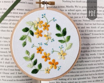 FLOWERS AND LEAVES  | Pdf Hand Embroidery Pattern Botanical