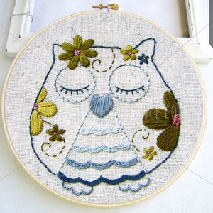 FLOWER POWER OWL | Pdf Hand Embroidery Pattern