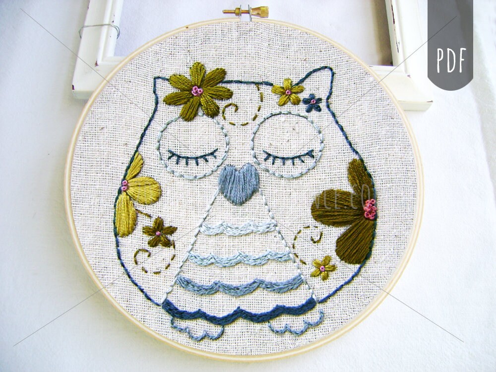 FLOWER POWER OWL | Pdf Hand Embroidery Pattern