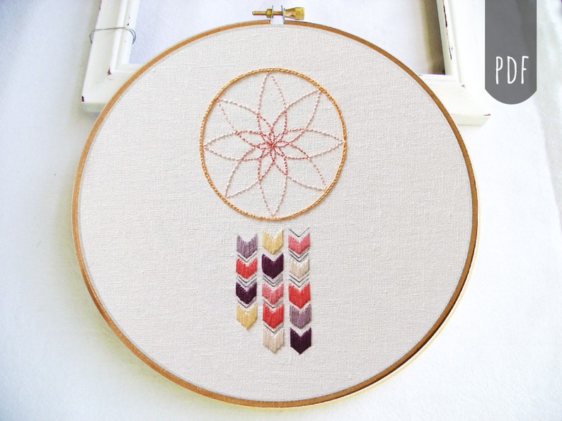 GEOMETRIC DREAM CATCHER Pdf Hand Embroidery Pattern image 1