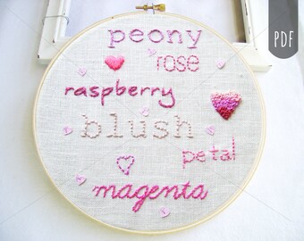 PINK COLOR NAMES | Pdf Hand Embroidery Pattern