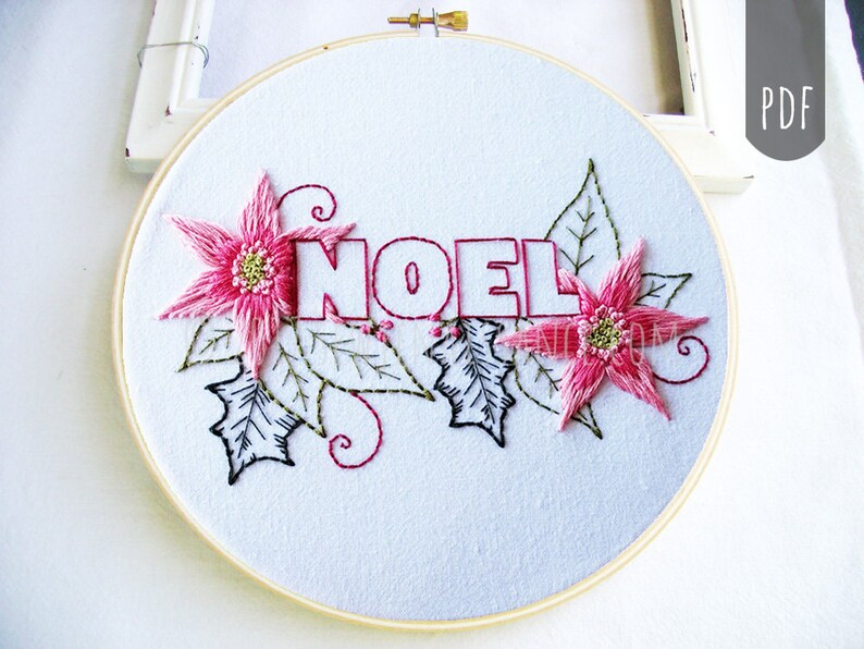 NOEL CHRISTMAS Botanical PDF Hand Embroidery Pattern image 1