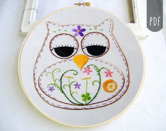 SPRING OWL | PDF Hand Embroidery Pattern