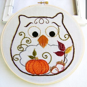 PUMPKIN OWL for THANKSGIVING | Pdf Hand Embroidery Pattern