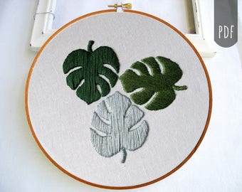 MONSTERA LEAVES | PDF Hand Embroidery Pattern