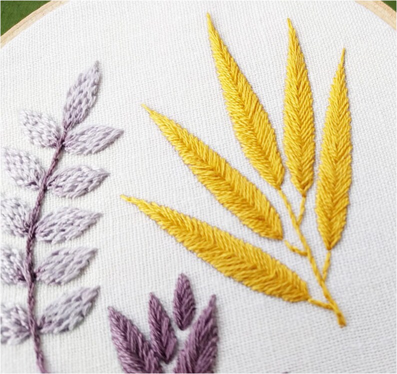 FALL LEAVES PDF Hand Embroidery Pattern Botanical image 2
