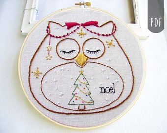 CHRISTMAS OWL | PDF Hand Embroidery Pattern