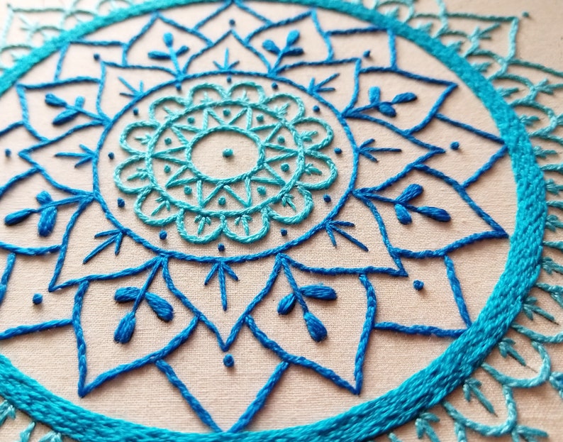 MANDALA In Blue PDF Hand Embroidery Pattern 画像 2