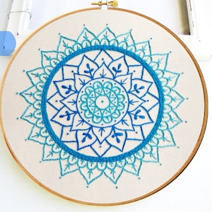 MANDALA In Blue PDF Hand Embroidery Pattern image 1