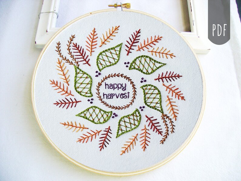 HARVEST MANDALA PDF Hand Embroidery Pattern image 1