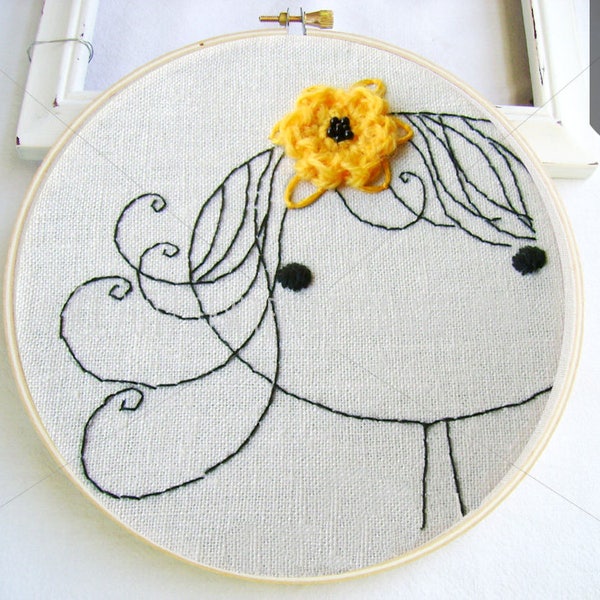 GIRL WITH FLOWER | Pdf Hand Embroidery Pattern Clementine