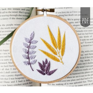 FALL LEAVES PDF Hand Embroidery Pattern Botanical image 1