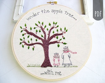 APPLE TREE | pdf Hand Embroidery Pattern Mom Daughter, Fall, Autumn, Stitching  Pattern