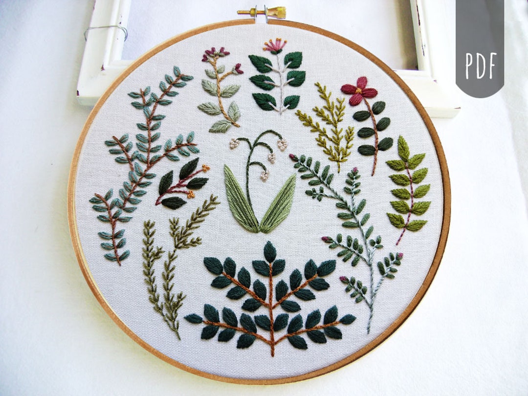 Buy BOTANICAL MOTIFS | Pdf Hand Embroidery Leaves Flowers All 