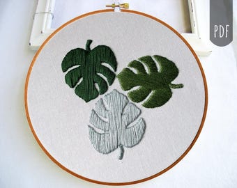 Monstera Leaves Embroidery Pattern: Advanced Hand Stitch (PDF Pattern) -  Etsy