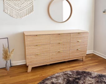 Fluted Dresser with 6–12 Drawers, 57"/47" Wide Modern Wood Chest of Drawers, Wave Front Dresser for Bedroom, Living Room or Closet Storage