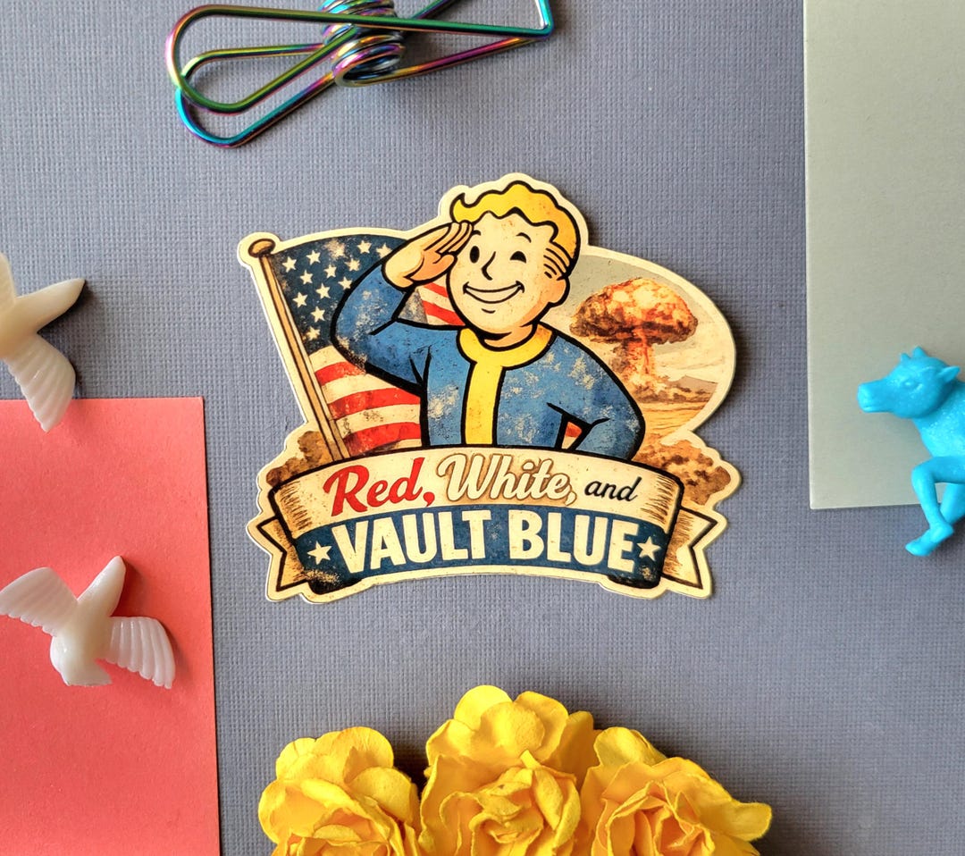 Vault-tec Patriotic Sticker - Fallout Waterproof Decal - Etsy